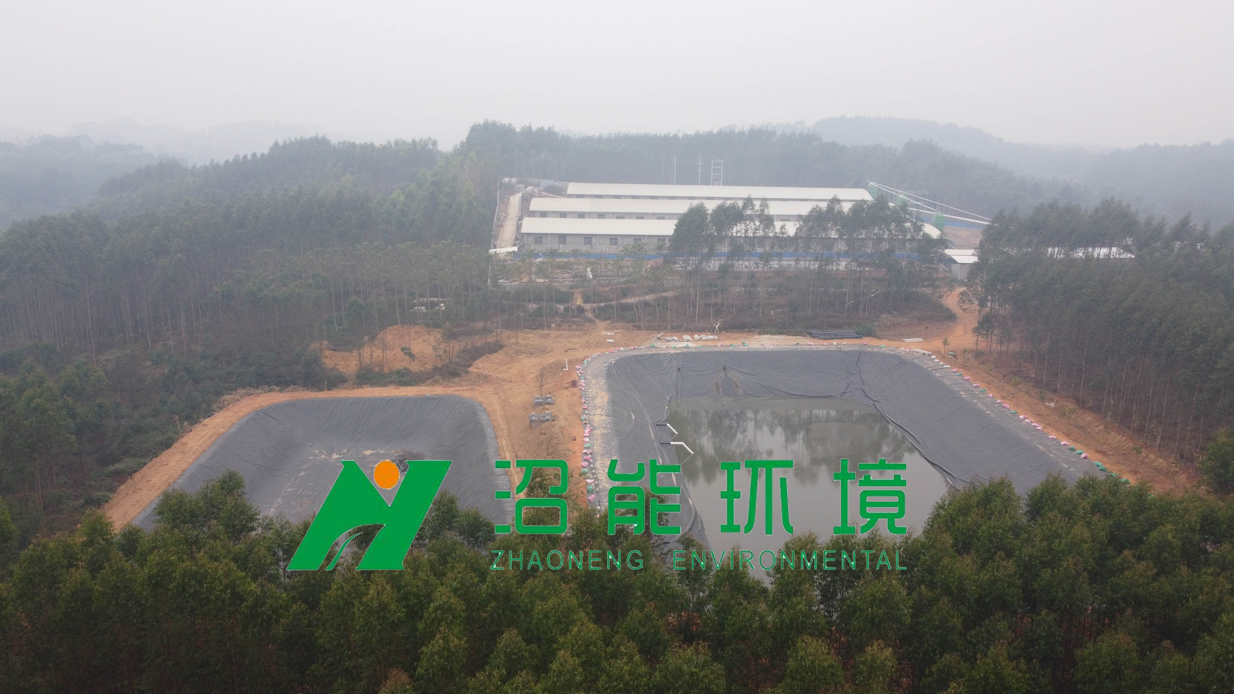 12000立方黑膜沼气池广西南宁横县横州石塘黑膜沼气工程